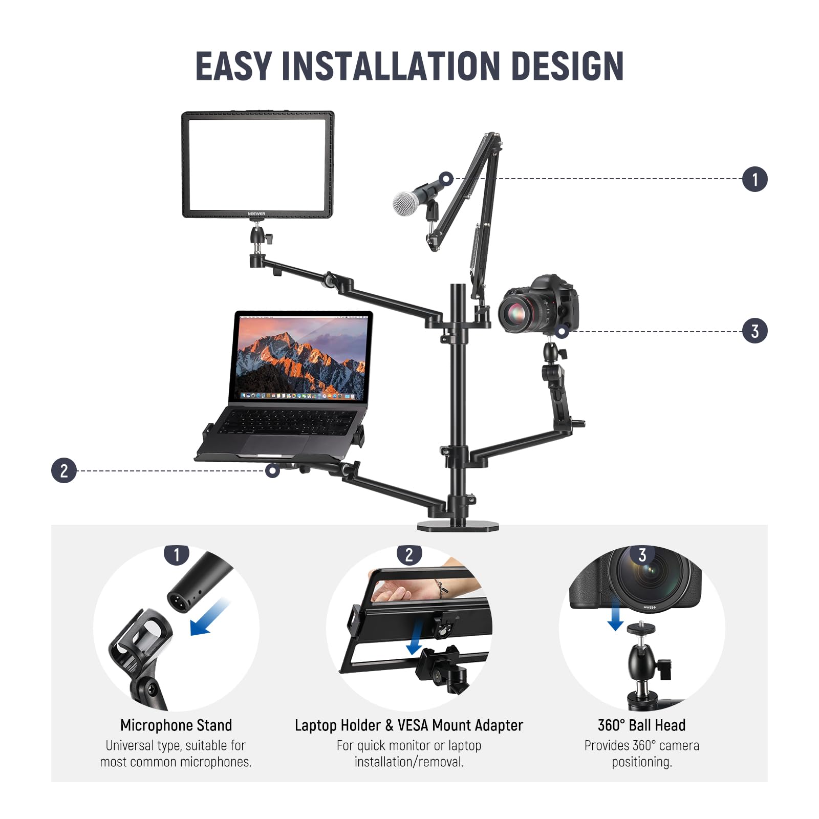 Photography Lighting Rig - 2026 NEEWER DS007 오버헤드 카메라 스탠드
