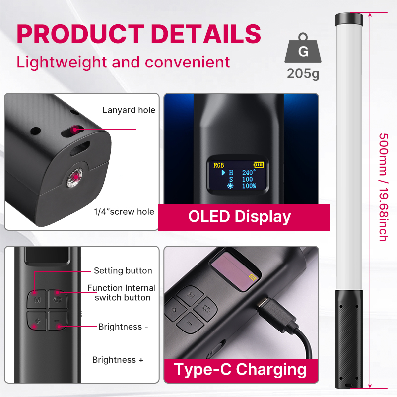 Ulanzi VL119 핸드 헬드 RGB 다채로운 스틱 - Photography Lighting Wireless 리뷰 및 가격