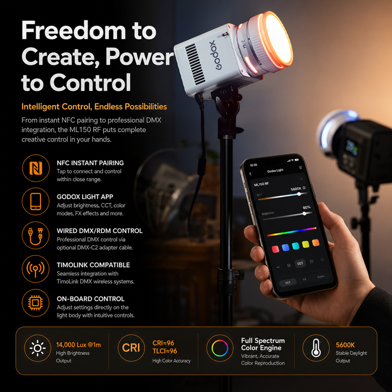 Godox ML150RF 풀컬러 LED 비디오 조명 1 - Photography Lighting Wireless 리뷰 및 가격