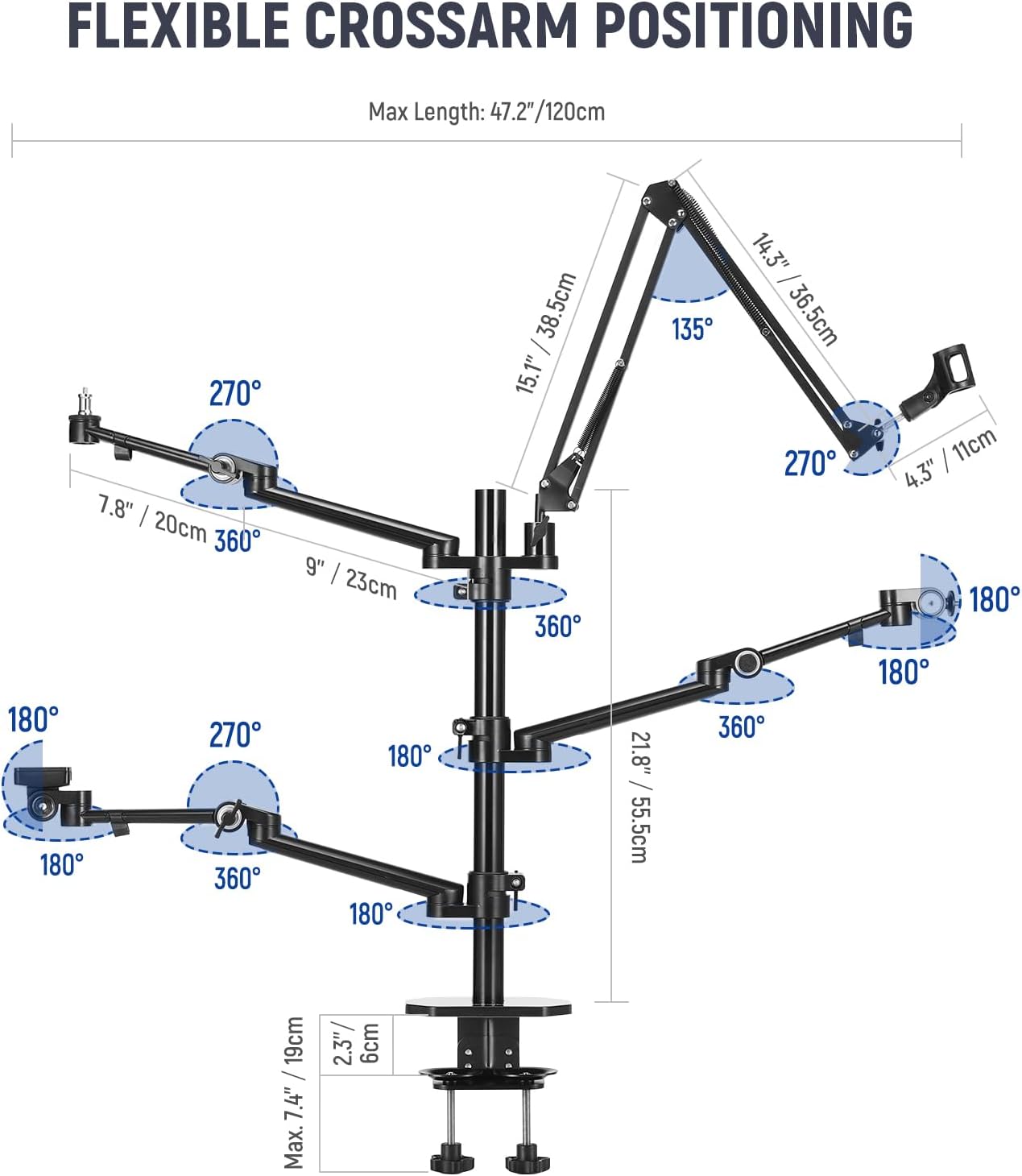 4개의 붐 암이 있는 데스크 마운트 오버헤드 카메라 리 - Photography Lighting Rig 리뷰 및 가격
