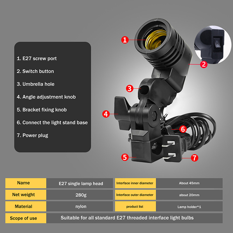 핫세일 E27 AC 소켓 램프 싱글 헤드 전구 홀더 사 - Photography Lighting For Sale 리뷰 및 가격